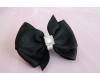Black Bling Pinwheel Bow Alligator Clip