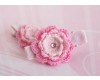 Candy Pink crocheted flower Alligator Clips (set of 2)