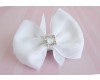 White Bling Pinwheel Bow Alligator Clip