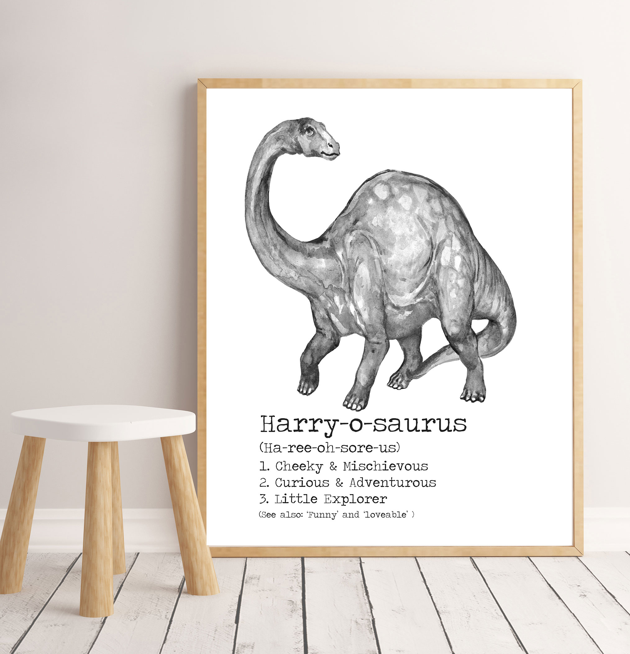 Art Print Dino Meaning BRONTI (Mono) Standard Size